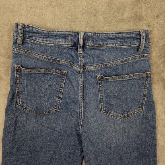 Free People jeans high rise wide leg crop women's 28 blue denim button fly - Picture 11 of 13